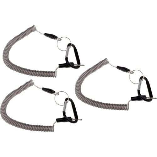 3pcs Coiled Tether Fishing Coiled Lanyards Safety Rope Steel Wire Dive Lanyard Rod Protector