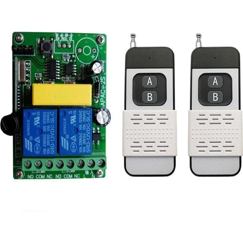 500m 433MHz Universal Wireless Remote Control AC 220V 2CH RF Relay Receiver and Transmitter For Garage Door Gate Controller