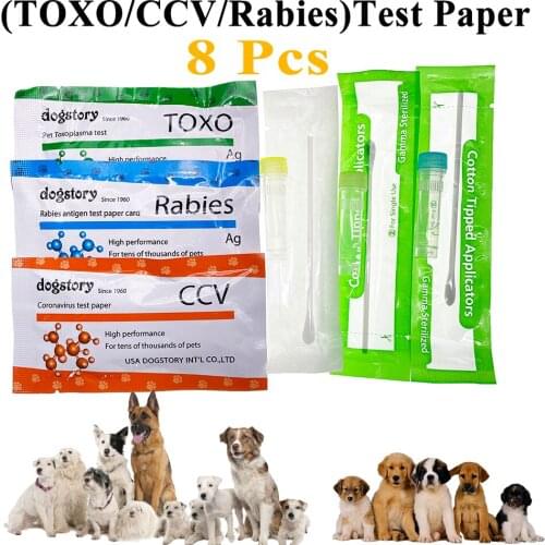 8PCS Canine Puppy Pet Dog CCV TOXO Toxoplasma Rabies Antigen Rapid Test Kit Strip Accurate Clinic Home Use Alaska Dalmatian