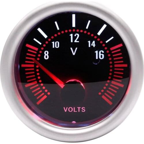 Car Auto Volts Gauge 8-16V 2" 52mm Universal White LED Smoke Len Voltmeter Volt Voltage Gauge Meter Digital