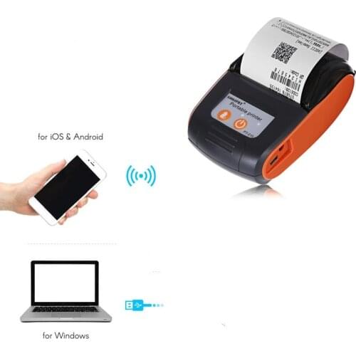 Wireless Mini 58mm Thermal Receipt Printer Wireless BT Mobile Thermal Printer for Supermarket Restaurant Retail Store Warehouse