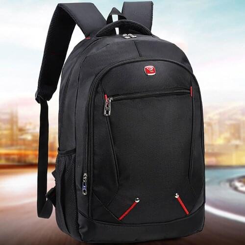 Large Capacity Mens Travel Backpack Multiple Pockets Laptop Bag Solid Color Brief Style School Notebook Backpack