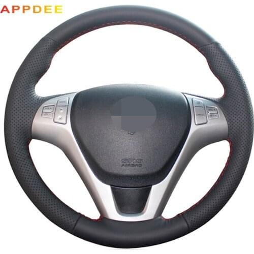 Handsewing Black Artificial Leather Steering Wheel Covers for Hyundai Rohens Coupe 2009 Rohens Coupe