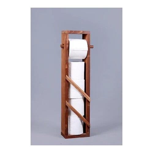 Wooden Bathroom Paper Holder Stand Toilet Paper Holder Stand Wall Mount Bathroom Toilet Roll Paper Holder 2021