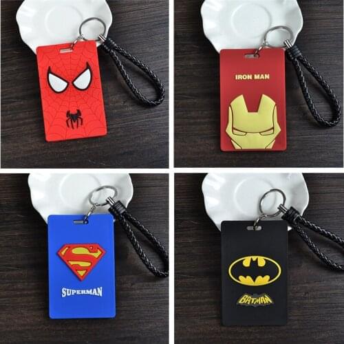 The Avengers Silicone Card Holder Disney Iron Man Spiderman Kids Student Meal Card Bank Credit ID Card Case Keychain Xmas Gift