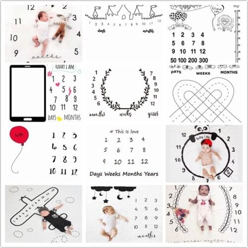 Newborn Baby Milestone Backdrop Cloth Cartoon Pattern Infant Milestone Photo Props Background Rug Child Room Decor Play Mats