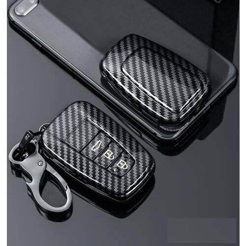 Glossy Carbon fiber ABS Car Remote Key Case Fob Cover For Toyota Camry Corolla C-HR CHR Prado RAV4 Prius 2018 2019 Keychain Bag