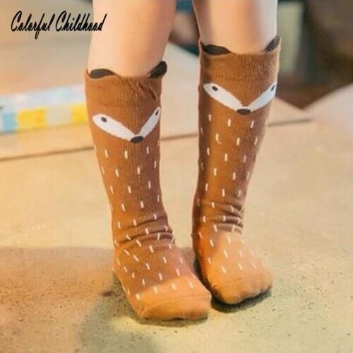 Ins Hot Unisex Lovely Cute Cartoon Fox Kids baby Socks Knee Girl Boy Baby Toddler Socks animal infant Soft Cotton socks 0-4 Y
