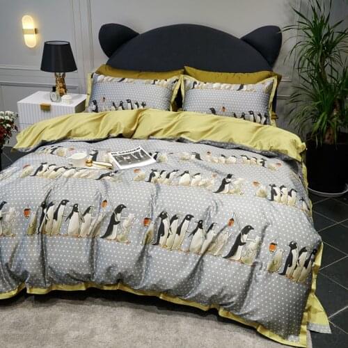4PCS Digital Printing 600TC Egyptian Cotton Duvet Cover Set Bedding Set Queen King Size Quilt Cover Pillowcase Set Sheet Bed #sw