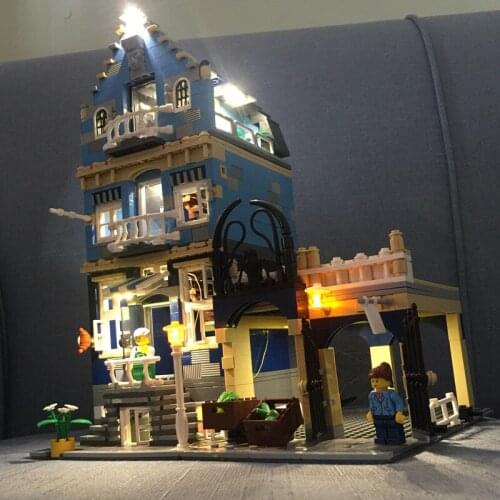 Updated LED light kit for 10190 and 15007 Market street factory Model Blocks ( building blocks set not incuded)