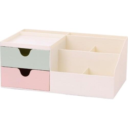 Creative Combinable Pen Pencil Holder 6xCompartments 2xSliding Drawers 1xSundry Tray for Home Office School Stationery