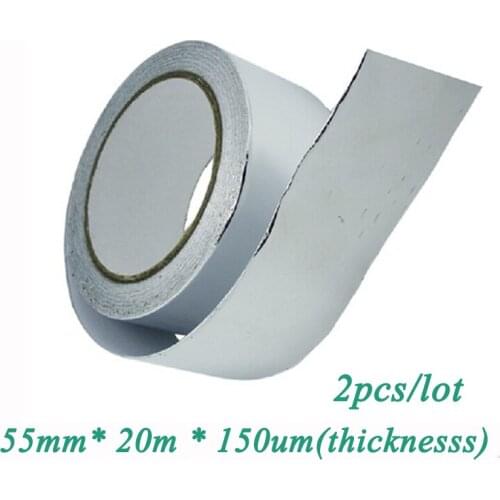 2pcs/lot 55mm*20m*0.15mm thickness Aluminum Foil tape high Temp Resistant adhesive tape Shielding Tape