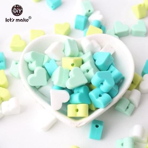 Lets Make 100pcs Silicone Mini Heart Can Chew Beads For Teething Nursing Necklace Making BPA Free Boys And Girls Baby Teethers