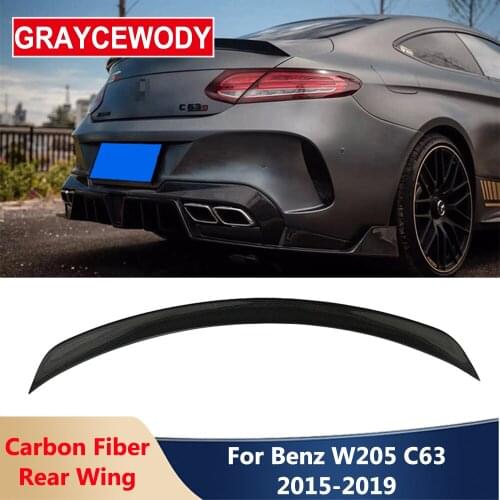 Modify to V Type Car Rear Trunk Lip Wing Real Carbon Fiber For Benz C Class W205 C180 C200 C300 C63 AMG Sedan Car 2015-2019