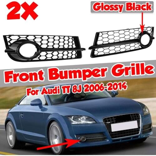 New 2x TT 8J Car Front Fog Light Grill Grille Lamp Cover Honeycomb Hex For Audi TT 8J 2006-2014 8J080768201C 8J080768101C