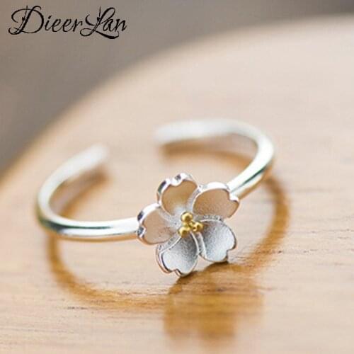 Charming Open Big Cheery Flower Ring for Women Vintage Boho Party Rings Gothic Punk Jewelry Gifts for Girls 2021