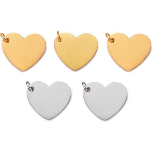 5Pcs/Lot Stainless Steel Mirror Polished Heart Charms Pendant DIY Necklace Accessories Bracelet Jewelry Making Finding Wholesale