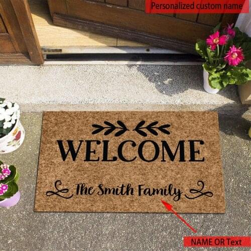 Welcome Door Mat Personalized Custom Family Name Front Rugs In Hallway Anti-Slip Dog Doormat For Indoor Outdoor Foot Pad