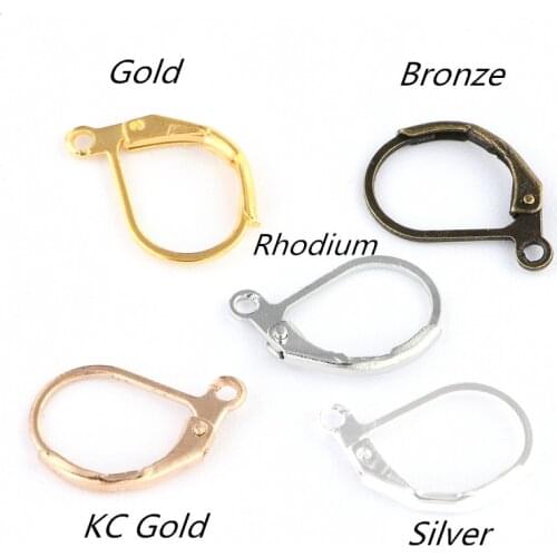 20pcs Gold/Silver/Rhodium/Bronze French Lever Back Ear Wire Hoop Open Loop Leverback Earring Hooks for DIY Earring Making