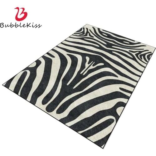 Bubble Kiss Zebra Pattern Carpets For Living Room Black And White Stripe Decor Floor Mats Creativity Pad Home Bedroom Area Rugs