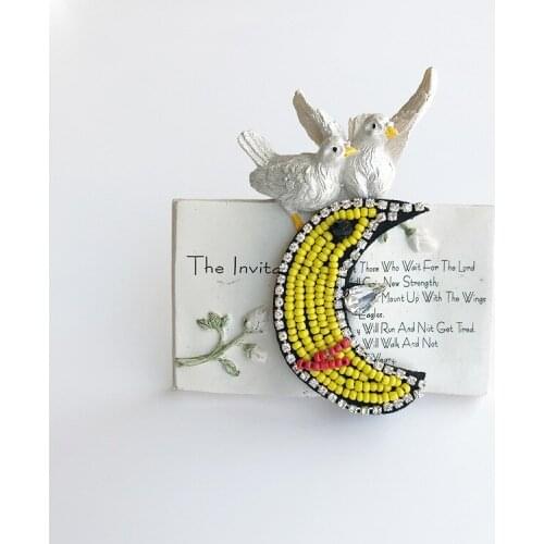 Handmade Rhinestone Moon Patch for Clothing DIY Sewing on Beaded Applique for Shoes Bags Decorative Beading Crystal Patches