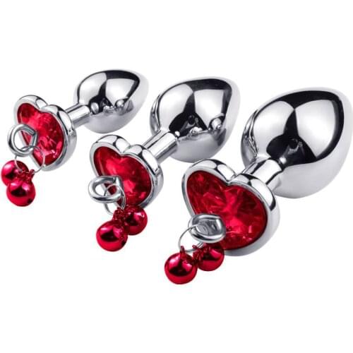 S/M/L Size Metal Anal Plug With Bell Round Heart Crystal Pendant Prostate Massager Anus Dildo Sex Toys For Woman Men Gay