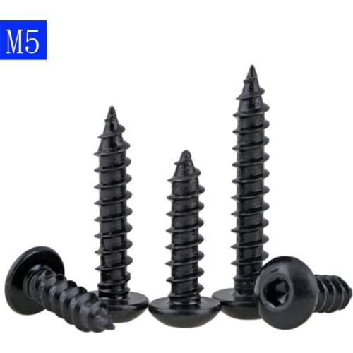 M5 ( 5mm ) High Tensile 8 Black Oxide Button Head Socket Cap Self Tapping Screws Hex bolts