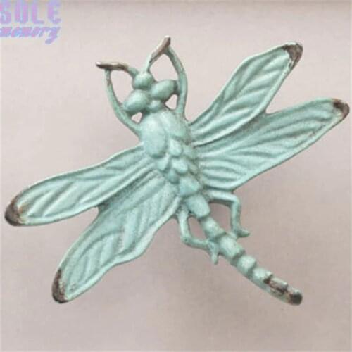 Alloy Dragonfly Door Handle Cupboard Drawer Pull Kitchen Cabinet Wardrobe knobs Kids Room Hardware Pink