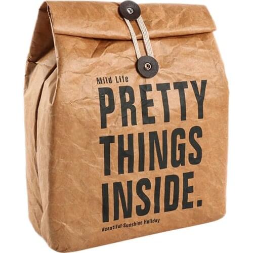 Nordic Style Lunch Bag Washable Kraft Insulated Ice Pack Lunch Bag Durable Plastic-Free Bag for Men Women #CW