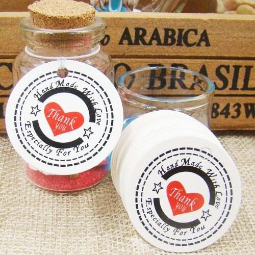 White Candy paper tags/Thank You kraft handmade with love label tags cards Especially for you wedding note gift paper hang tag