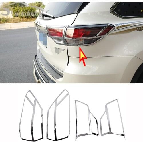 4pcs For Toyota Highlander 2014-2019 ABS Chrome Rear TailLamp TailLight Cover Trim Car Styling Accessorie