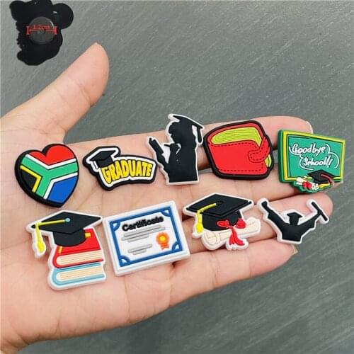 1PCS PVC Cartoon Fridge Magnetic Sticker Graduation Goodbye School Certificate Academic Cap Heart Book Refrigerator Magnet Kids
