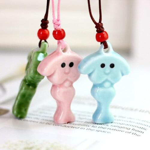12 Pieces/Lot Statement Necklace Women Ethnic Rope Chain Ceramic Beads Toy Dog Design Long Necklaces Sweater Chain Accessories