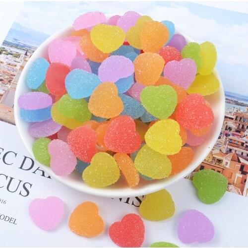 17MM10PC/lot Soft Fake Candy Resin Cabochon Flatback Heart Shape Simulation Food DIY Scrapbooking Embellishment Decoration Craft