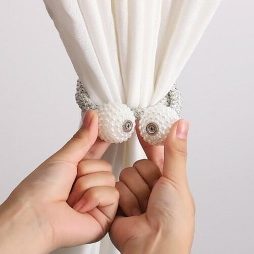 2PCS Curtain Button Durable Curtain Fixing Clip Hook Magnet Buckle Door Curtain Strap Tie Buckle Tie Rope For Home Decoration