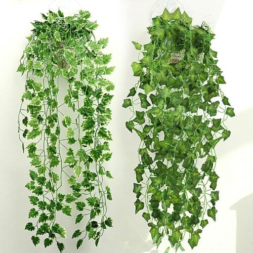 2018 Fashion Popular Home Decor Green Plant Ivy Leaf Artificial Flower Plastic Garland Vine artificial flowers wall dropshiping