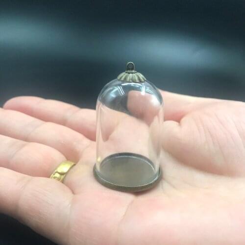 38x25mm Bell jars shape tube clear glass bubble bottle bronze tray base cap DIY glass vial pendant necklace accessories findings