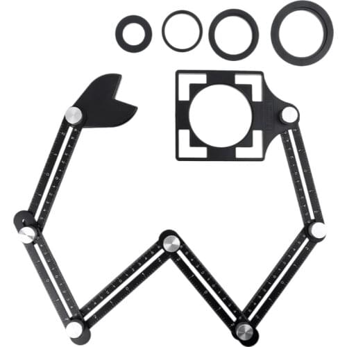 6-side Aluminum Alloy Angle Finder Template Tool 6- Folding Ruler Brick Tile Wood Corner Positioning MultiAngle Measuring Ruler