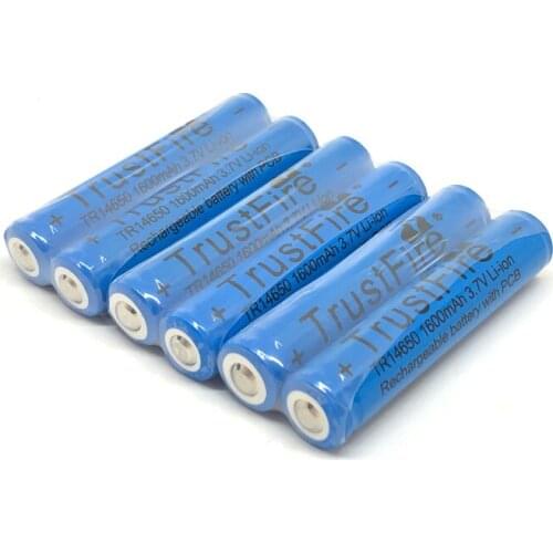 8pcs/lot TrustFire TR14650 14650 3.7V 1600mAh Rechargeable Battery Lithium Batteries with Protected PCB For LED Flashlights