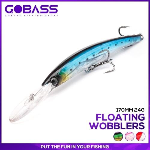 GOBASS Fishing Accessories Sea Floating Wobblers For Trolling Jerkbait Fishing Lure 17cm 24g Big Artificial Bait Trout Fish Isca