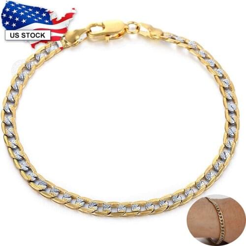 4 6 9 mm Curb Cuban Bracelet For Men Women Gold Filled Link Chain Wristband US Stock Jewelry Gifts Wholesale Fast Shipping LGB94