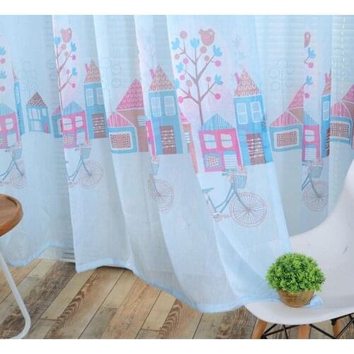 Floral Tulle Curtains For Living Room Sheer Curtains For Children Bedroom Door Short Kitchen Window Curtains Kids Drapes