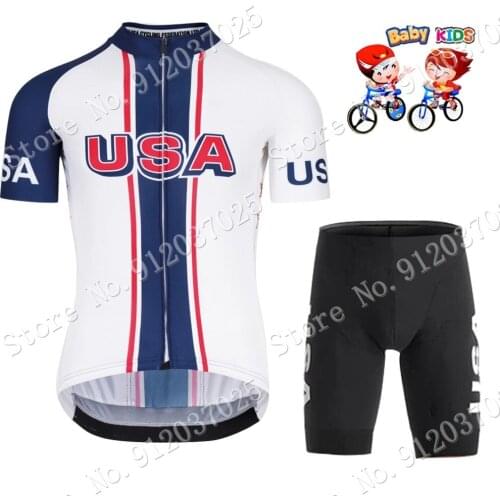 2021 Kids USA Cycling Jersey Set Boys Girls America Cycling Clothing Road Bike Shirt Suit MTB Maillot Ropa Ciclismo
