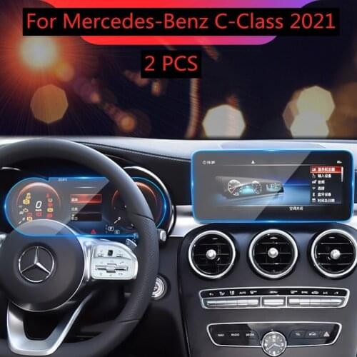 For Mercedes-Benz 2019-2021 C-Class Center Console Screen Dashboard Tempered Glass Foil Interior Sticker