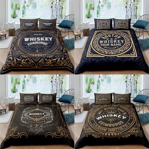 Home Textiles Luxury 3D Whisky Print Duvet Cover Set 2/3 Pcs Pillowcase Kids Bedding Set AU/EU/UK/US Queen and King Size