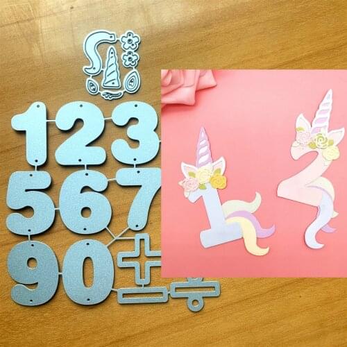 Unicorn Flower Number Cutting Dies Stitched Stencils For Scrapbooking/Photo Album Decorative Embossing DIY Paper Card Making