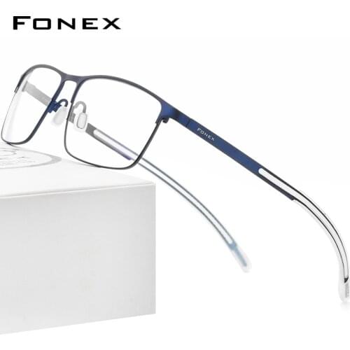 FONEX Pure Titanium Eyeglass Frame Men Square Myopia Optical Prescription Glasses 2020 New High Quality Silicone Eyewear 8521