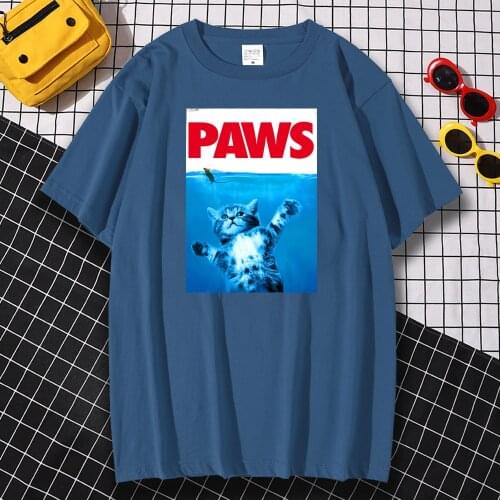 Cat Paws Funny Cartoons Printing T-Shirts Mens Fashion Tee Clothes Tshirt Summer Loose Tops Hip Hop Crewneck Men T-Shirt New