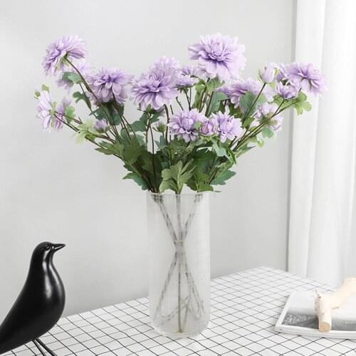 Artificial Fake Cloth Dahlia Flower 1Pc 6-Head Romantic and beautiful Fake Flowers for Wedding Party Home Desktop Decor