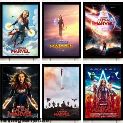 Canvas Painting Wall Art Captain Marvel Marvel Superhero Nordic Posters and Prints Pictures for Living Kids Home Decoration